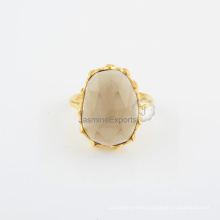 Smoky Quartz 925 Sterling Silver Fashion Ring for Wedding